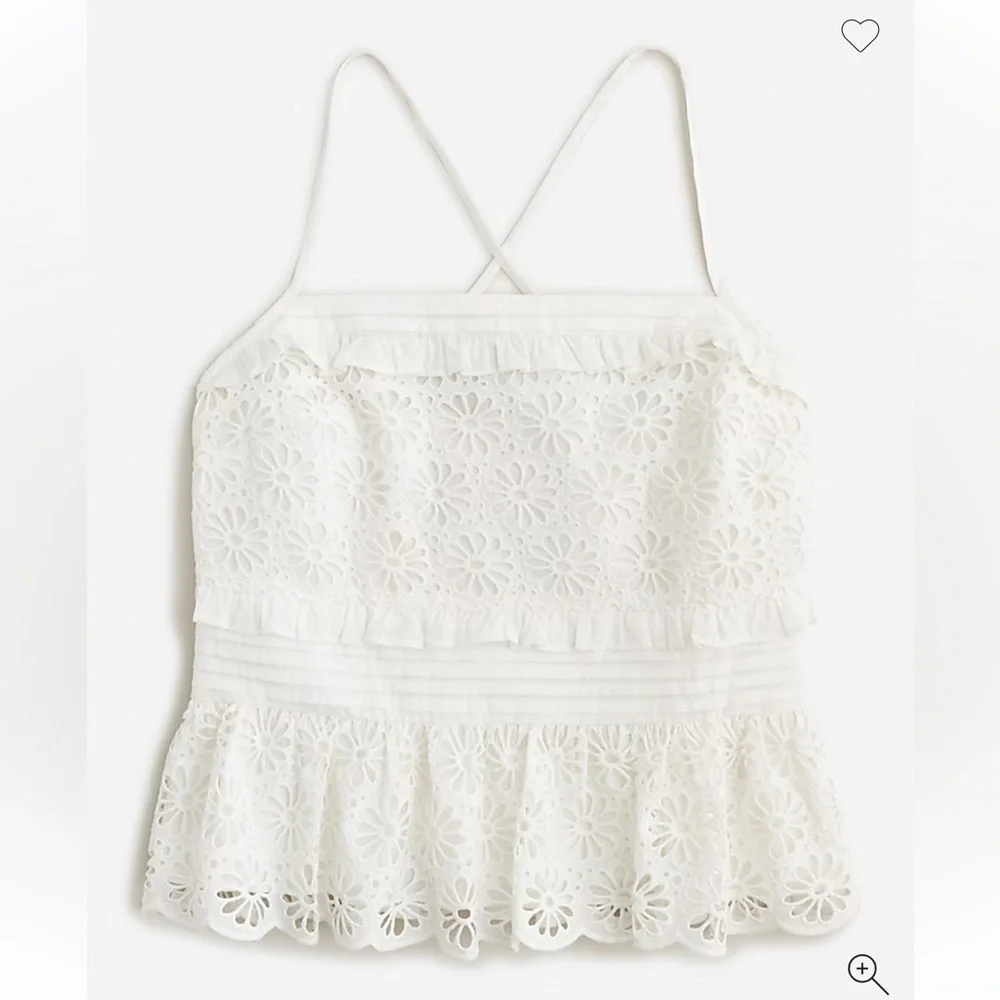 Jcrew Cross‎ back smocked waist eyelet top